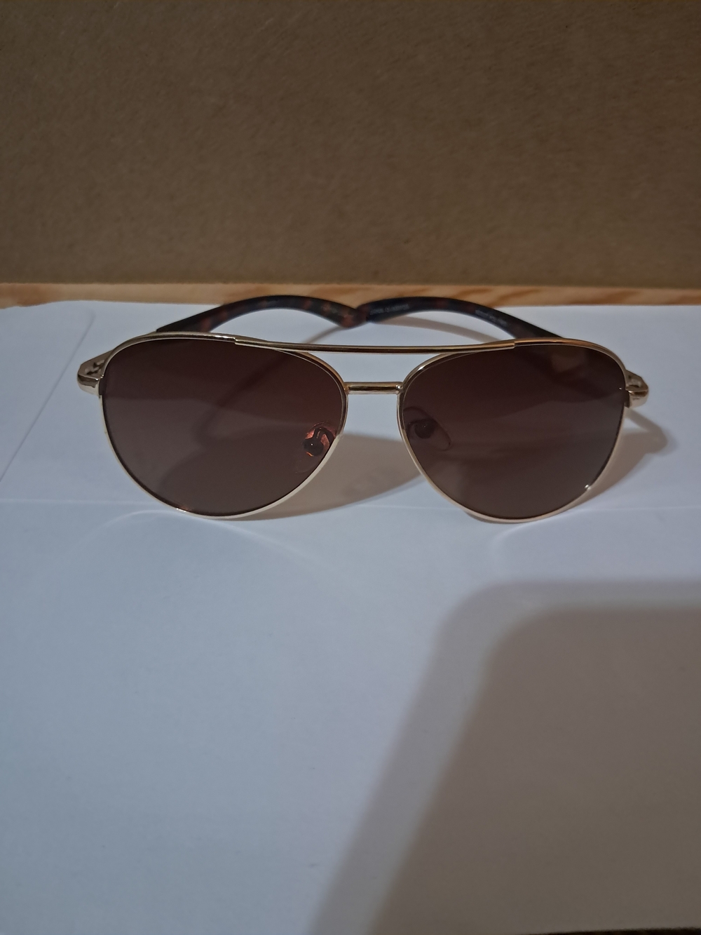 Foster Grant Classic Gold Aviator Sunglasses with Brown Lenses